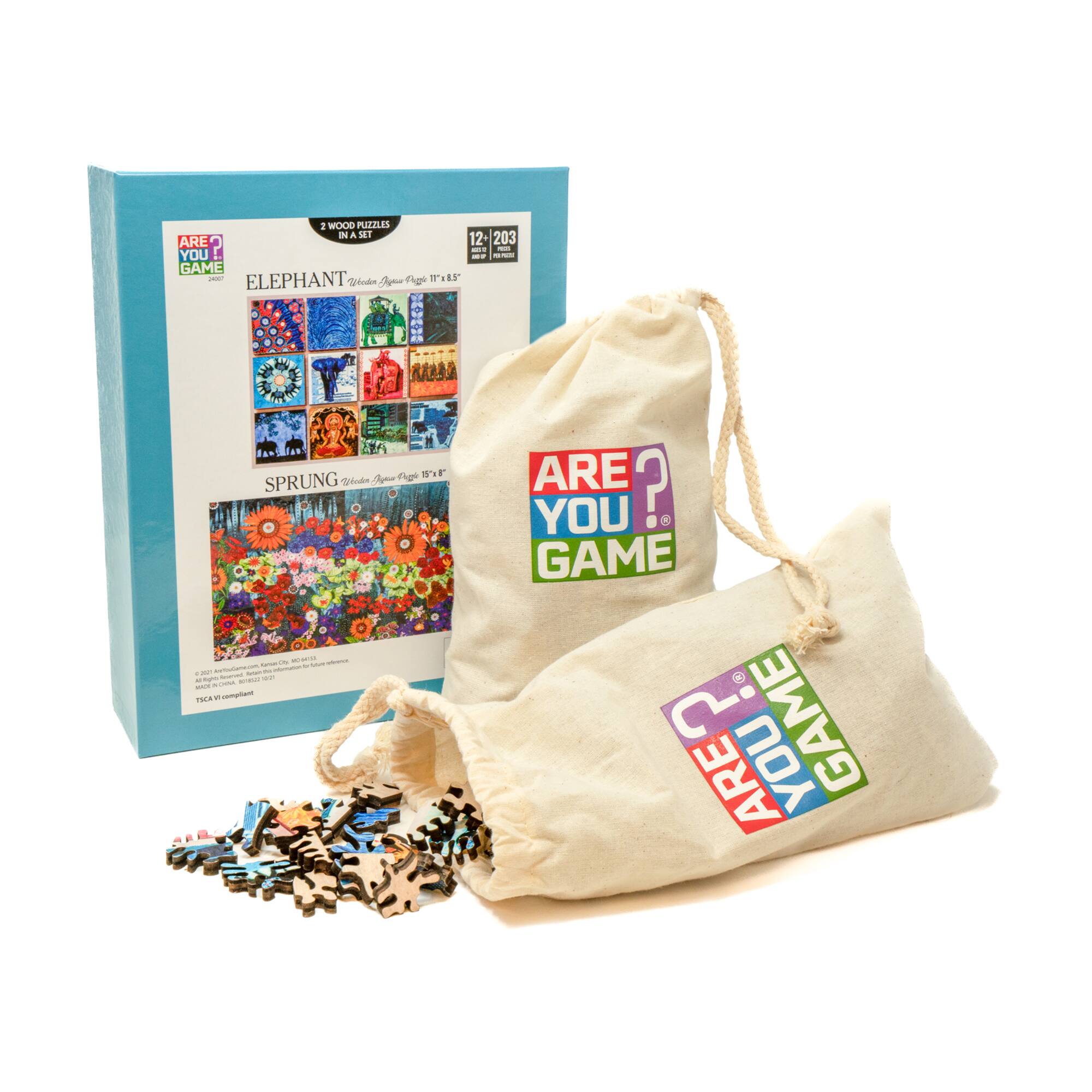 Wooden Jigsaw Puzzle Set - Elephant & Sprung: 406 Pcs